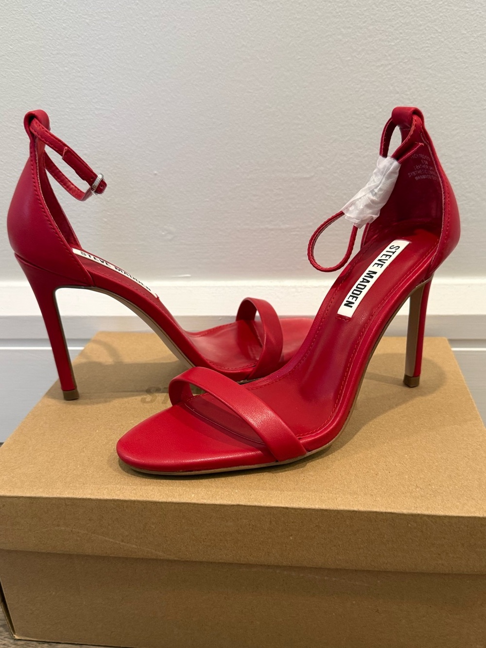 NEW!!! OBO!! Steve Madden Red Ankle-Strap Sandals - Picture 2 of 4